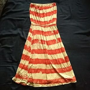 Striped strapless dress